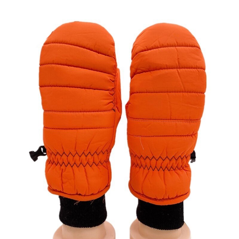 Children Winter Warm Ski Gloves Boys/Girls Kids Sports Waterproof Windproof Non-slip Snow Mittens Extended Wrist Skiing Gloves: Orange