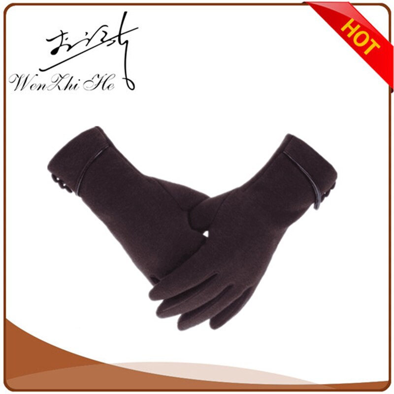 Guantes de Cachemira de algodón para mujer, manoplas cálidas de felpa interior para deportes, Fitness, pantalla táctil, para ciclismo, de dedo completo, C54, Otoño e Invierno: B Brown