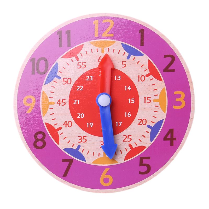 Per bambini In Legno Giocattolo Orologio Ora Minuto Secondo Cognizione Orologi Colorati Giocattoli per I Bambini