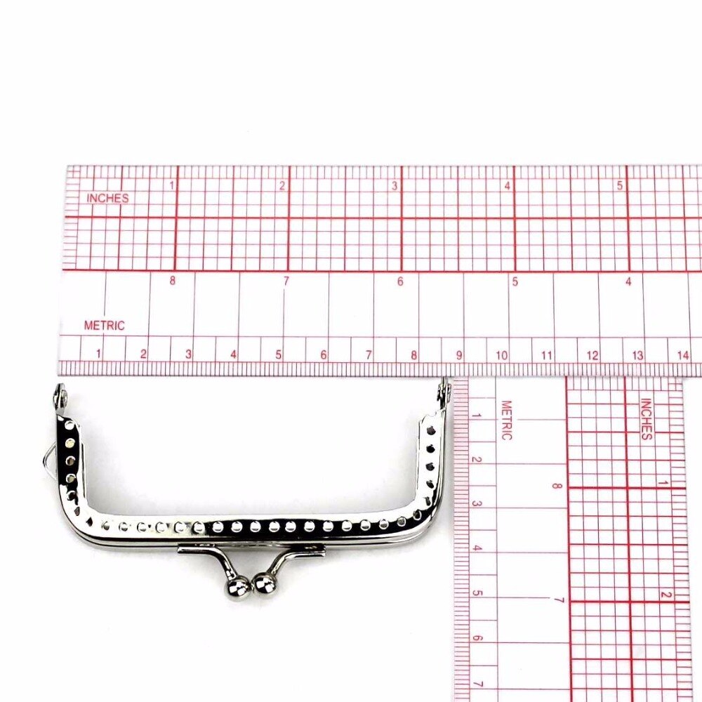 5 pcs/lot 5 sizes Square Glossy Silver basic Metal Purse Frame Kiss Clasp Lock DIY Bag Accessories 6.5/8.5/10.5/12.5/15.5CM