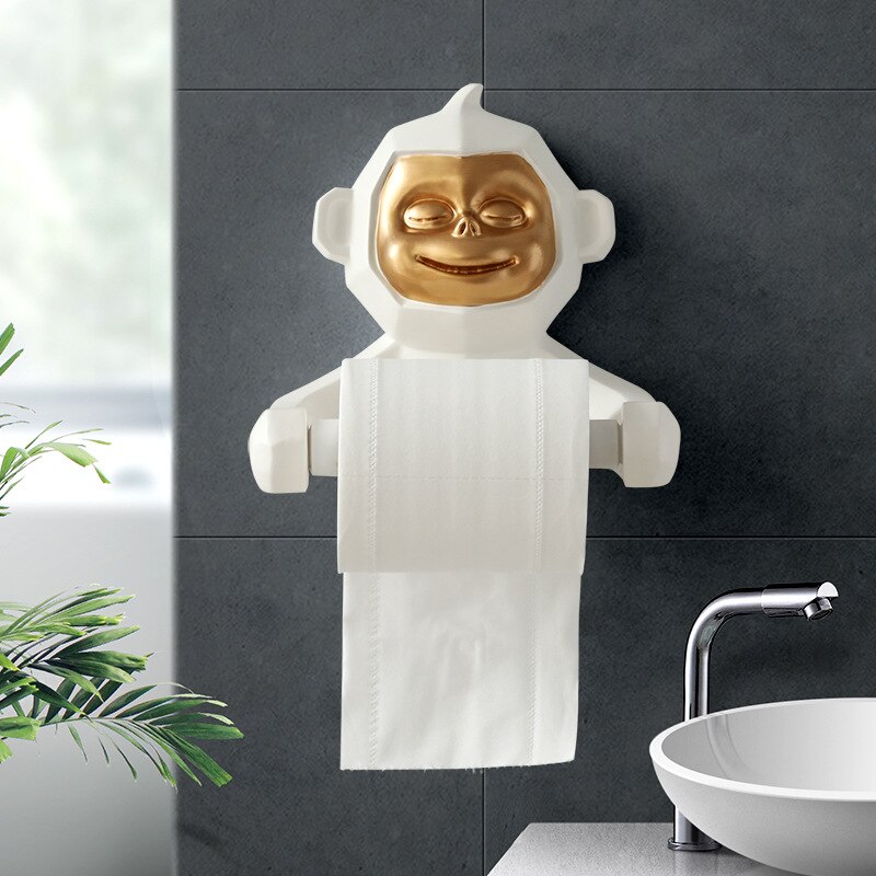 Nordic Cute Monkey Toilet Roll Paper Holder Bathroom Wall-mounted Tissue Hanging Storage Rack