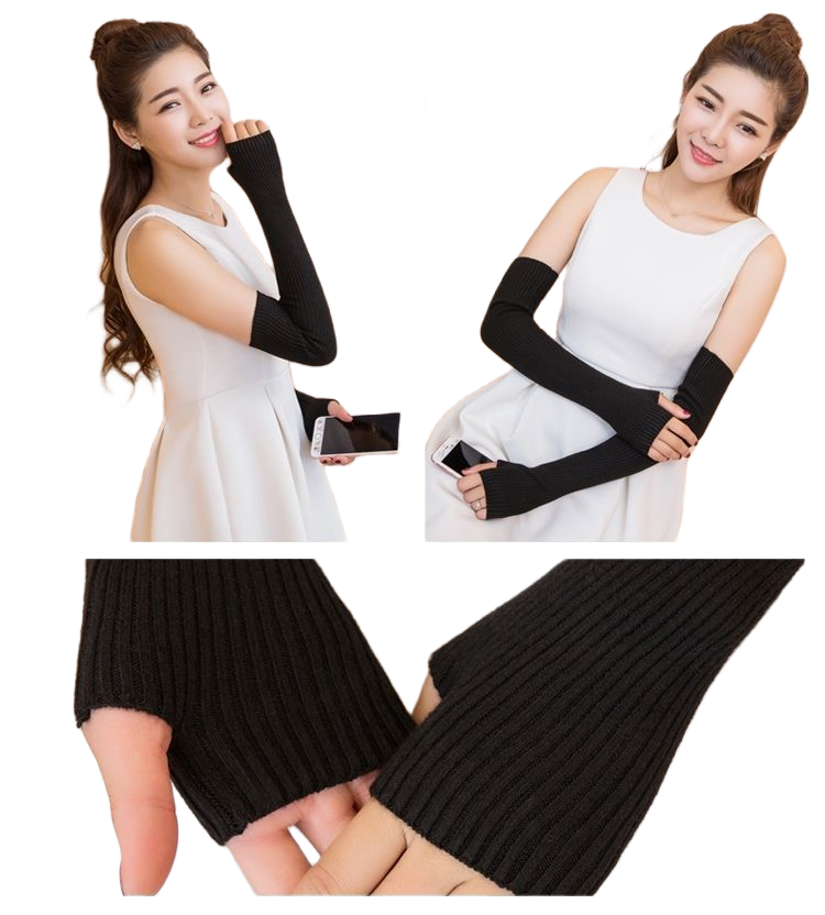 Guanti lunghi senza dita in misto cachemire da donna scaldamuscoli in misto lana invernale guanto in maglia bianco per donna 40cm 50cm 60cm di lunghezza