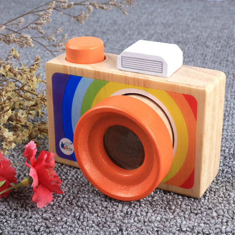 Houten Speelgoed Klassieke Cartoon Camera Caleidoscoop Multi-Prisma Verscheidenheid Kinderen Leuk Speelgoed Magie Onderwijs Kids Baby