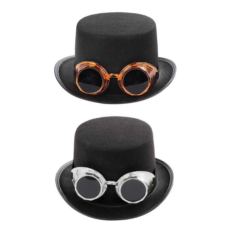 Sombrero gótico Steampunk con gafas desmontables, gorra de carnaval, Halloween, Jazz, X7YA