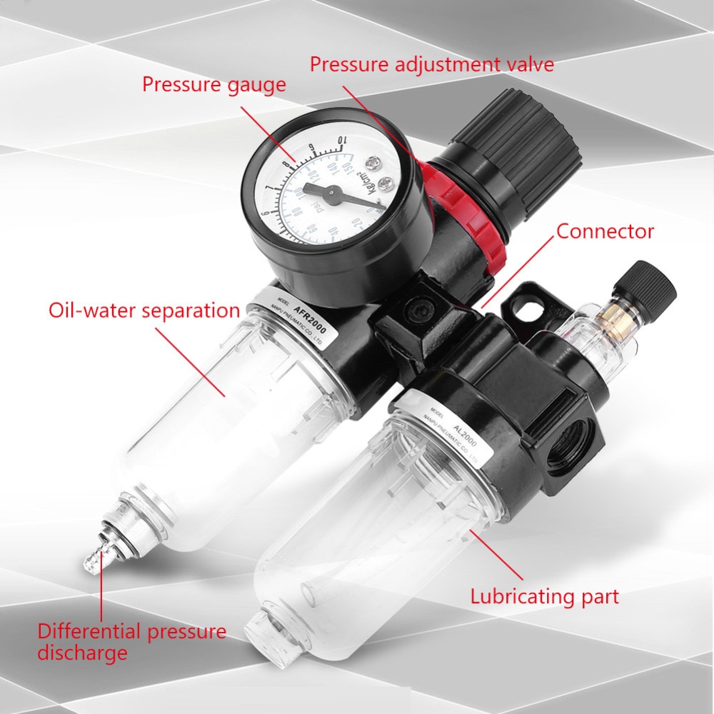 Pneumatische Luftdruck Filter Regler Öler Feuchtigkeit Wasser Falle Reiniger Öl-wasser Separator G1/4 3/8'' Werkzeug 1,5 mpa