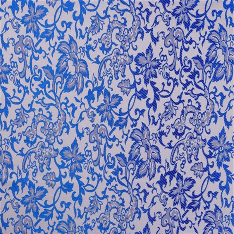 75 x 100cm blå og hvide porcelæn mønster brokade polyester jacquard stoffer til porcelænstøj: Skiferblå