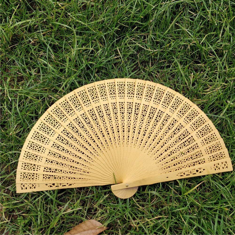 Wedding Hand Fragrant Party Carved Bamboo Folding Fan Chinese Style Wooden Hand Fan Ladies Fans Abanicos Para Boda G815: J