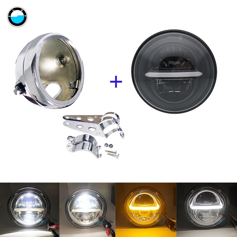 5.75" Round Headlamp 5-3/4 Inch LED Headlight DRL For Softail Dyna And Sportster Models.: army green