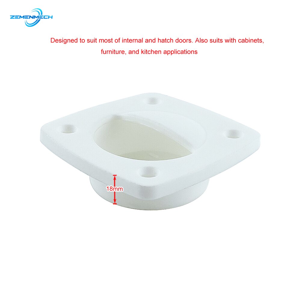 2PCS White Nylon Recessed Flush Sliding Door Handle Pull Square Hatch Pull Handle Motorboat Marine Yacht Cabin Boat Accessories