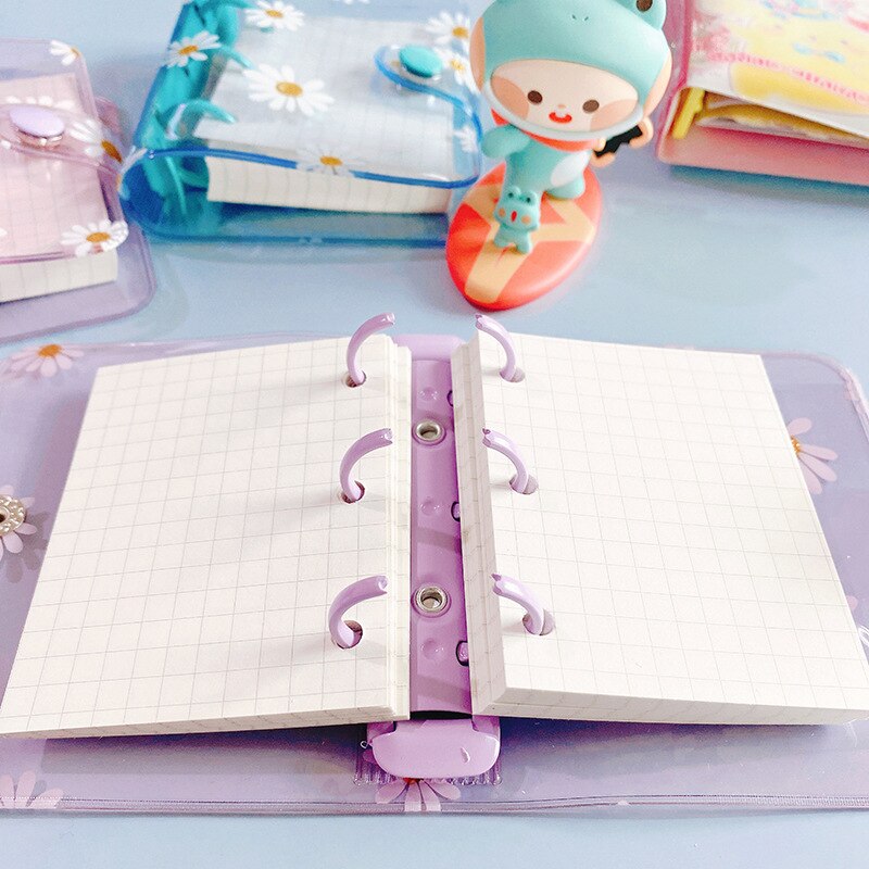 Mini classeur à anneaux avec marguerite, 80 feuilles, Kawaii, carnet de notes, Agenda, Agenda, papeterie scolaire