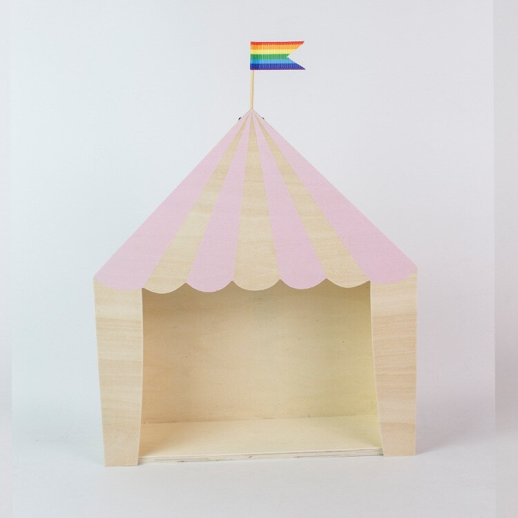 nordisch Kindergarten Holz Zirkus Kabine Haus Regal Ornamente Hängende Lagerung Kasten Kinderzimmer Dekoration Schreibtisch Zauberstab Dekor Gestell: L 30x34x9CM / Rosa