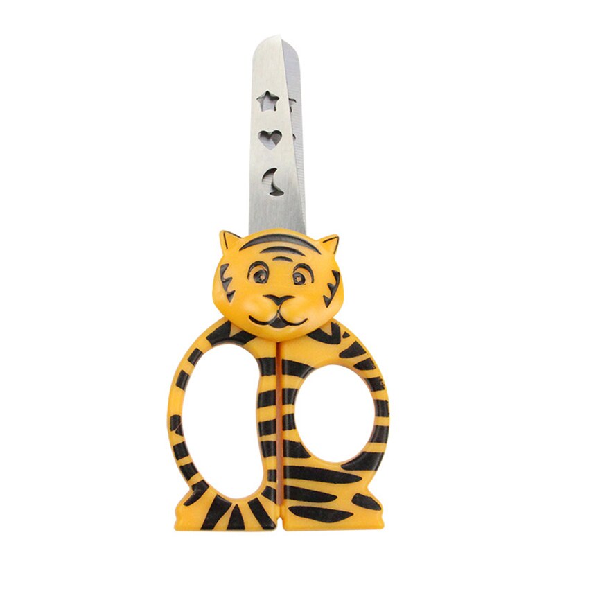 1Pc Cartoon Animal Mini Plastic Scissors DIY Art Paper Cutter Scrapbooking Stationery Scissors Office Students Safety Scissors: Tiger lion