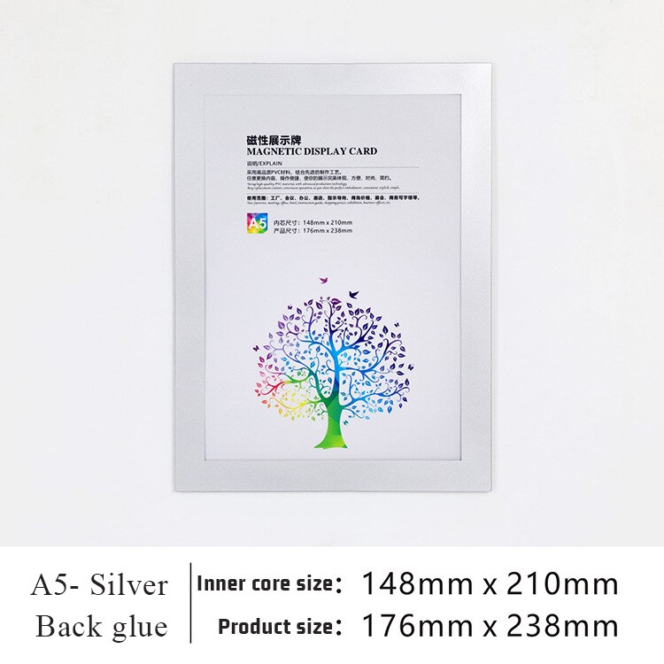 A3-a6 magnetyczny wyświetlacz naklejka ścienna Folder samoprzylepna trawa magnetyczna łatwy w instalacji dokument biurowy pojemnik: A5 Adhesive silver
