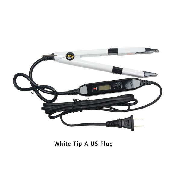 Extensión de cabello por fusión, Conector de hierro, herramientas de unión de queratina, Conector de calor de fusión de temperatura ajustable, 1 ud.: White TIP A US Plug
