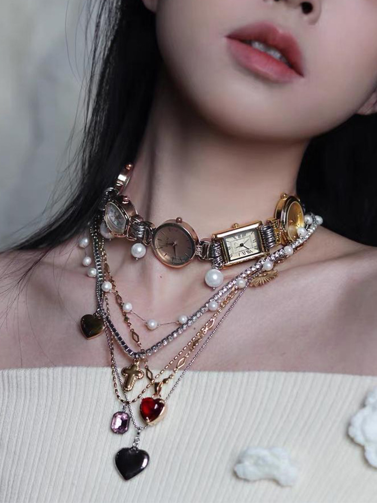 Relógio laminado colar estilo cyberpunk para feminino masculino jóias acessórios presentes de festa