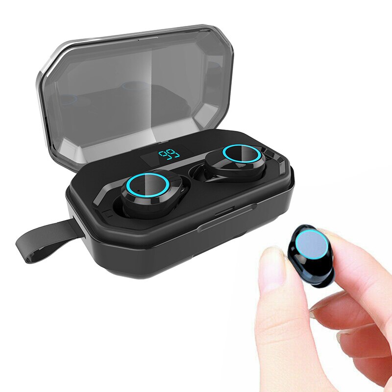 1 Pair Mini Wireless 4000mAh In-Ear Stereo Bluetooth Cordless Waterproof Earphones Earbuds Headset Voice Control