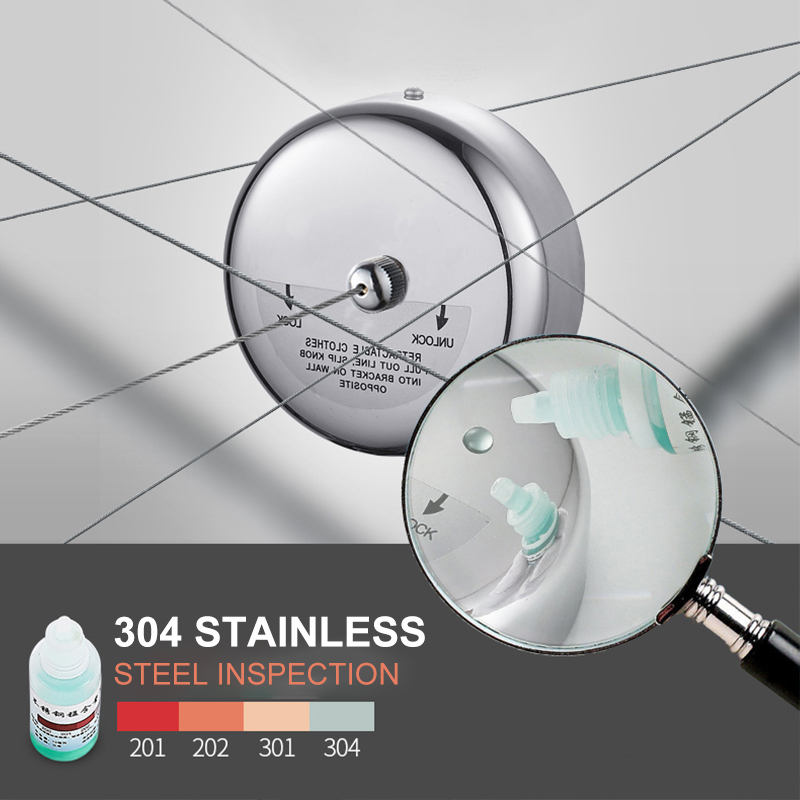 Punch-free Clothes Drying Rack Rope Home Storage Stainless Steel Retractable Clotheslines Clothes Dryer Organiser Laundry Hanger