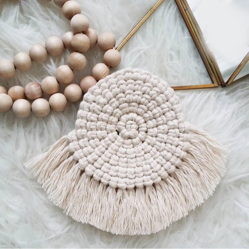 Flettet bordmatte koppunderlag håndvevd veggteppe macrame vegghengende boho dekor hjem dekorasjon til kontorleilighet bar