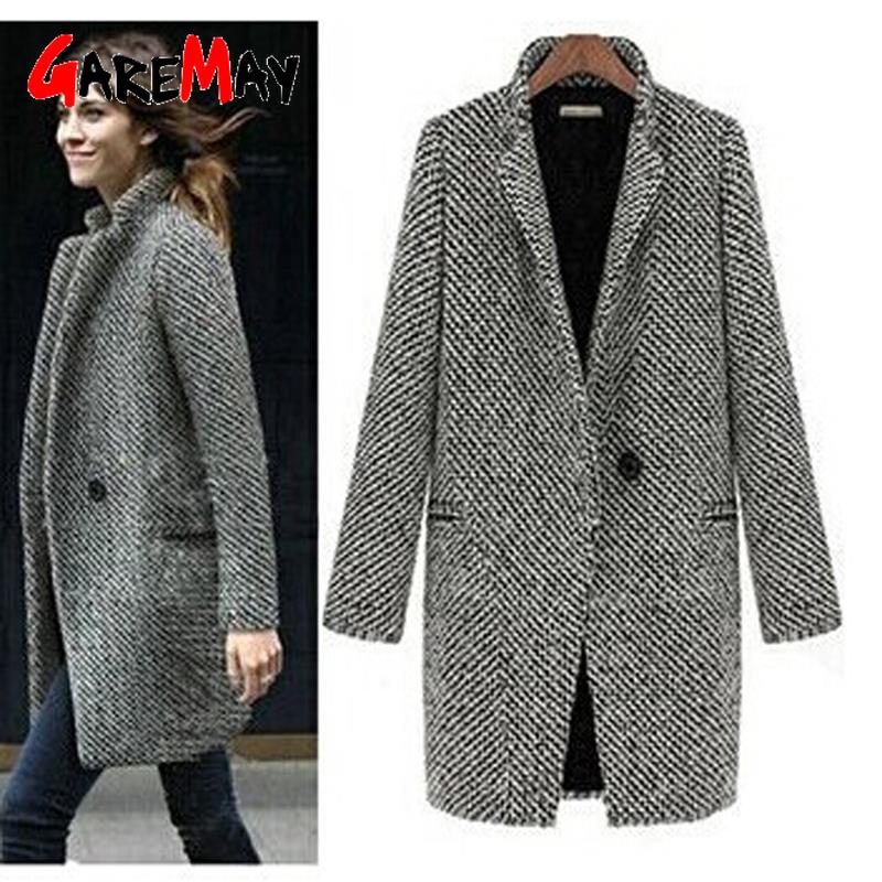 Trench-Coat pied-de-poule pour Femme, manteau pour Femme, col rabattu, Trench-Coat gris, printemps-automne, hiver