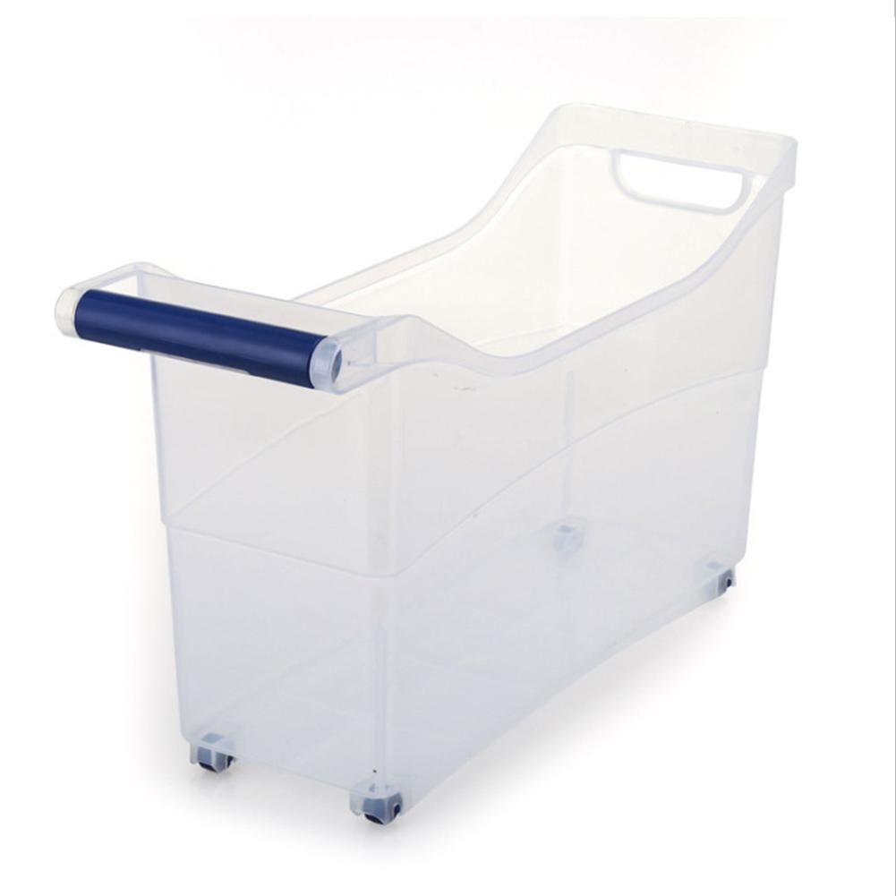 Kitchen Storage Box Transparent PP Large Capacity Storage Organizer On Wheels Can Storage Container With Castors Kitchen Gadgets: Blue