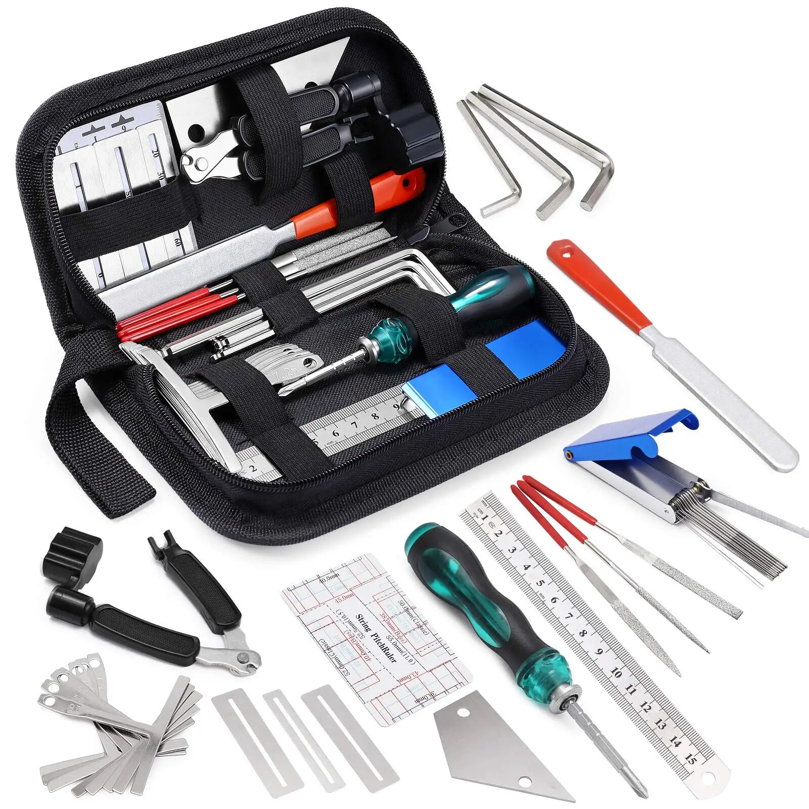 Miwayer 25/45/72 Guitar Repairing Tools Kit Setup Kit with Carry Bag Perfect for Music Or String Instrument Enthusiast: Light Grey