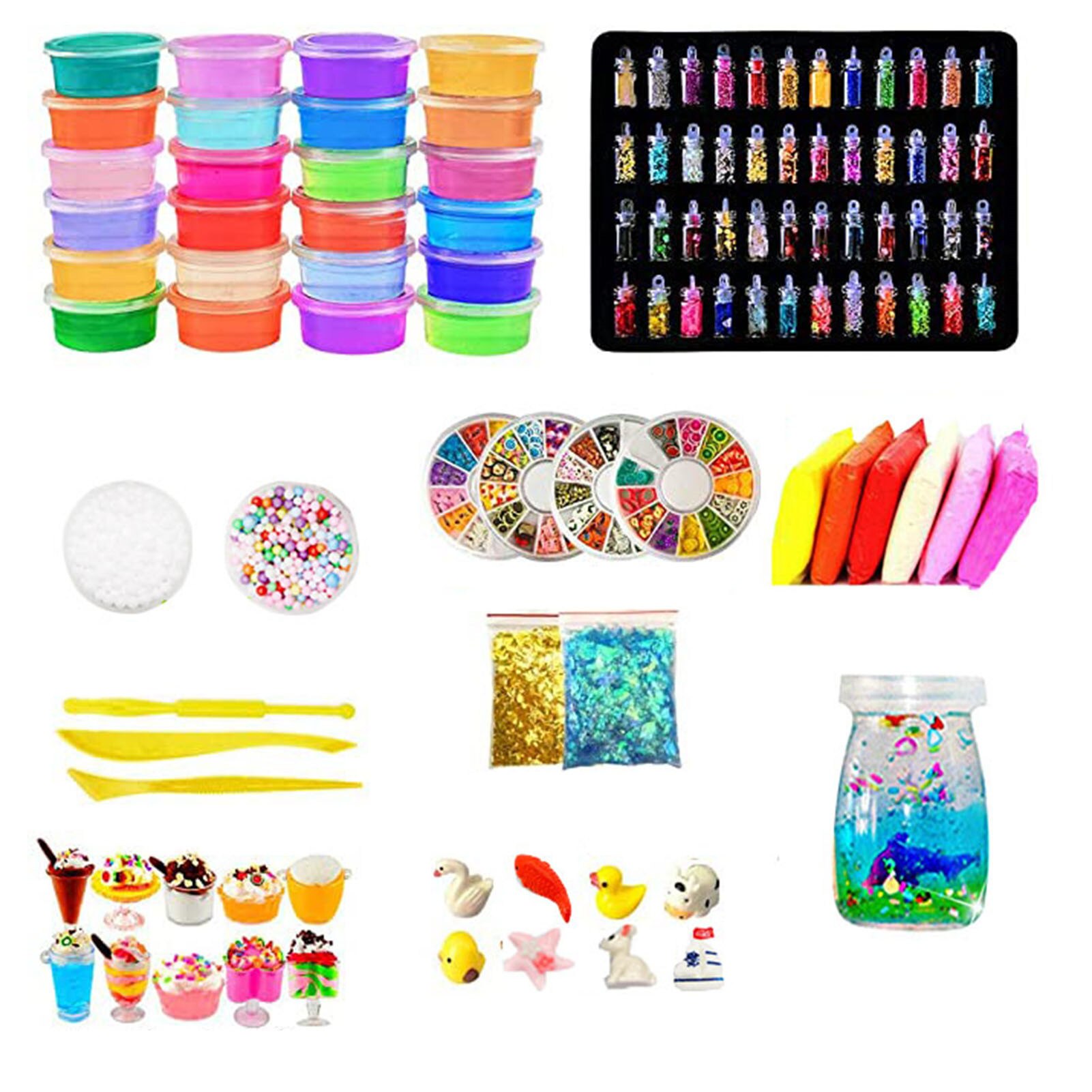 24colors Kids DIY Slime Kit Slime Charms Glitter Jars Slime Supplies Kit For Children: A