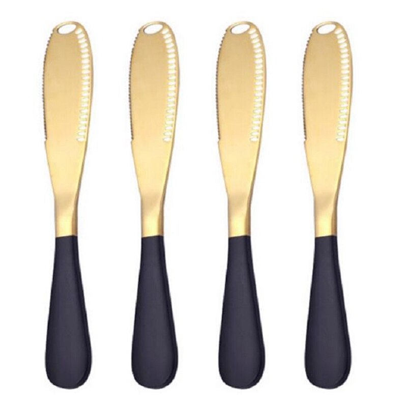 Boter Mes Met Gat Kaas Dessert Jam Mes Bestek Tool Brood Mes Servies String Kaas Sticks 4Pcs: Donkergrijs
