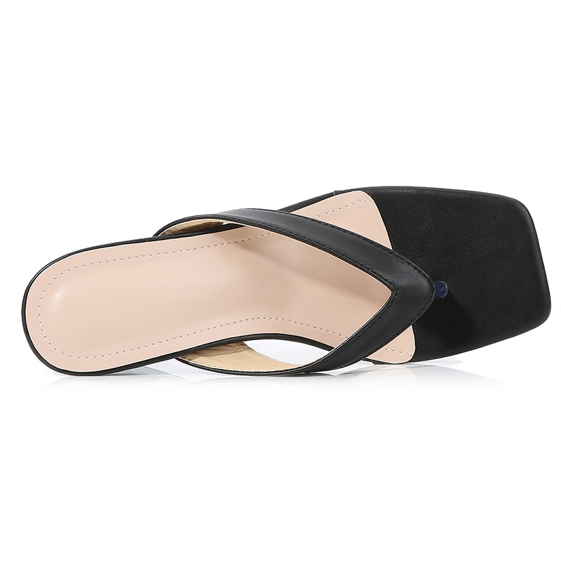 Vintage firkantetå høye hæler sandaler kvinner åpen tå tøfler flip flops damesandaler sommer høyhælte sko kvinne