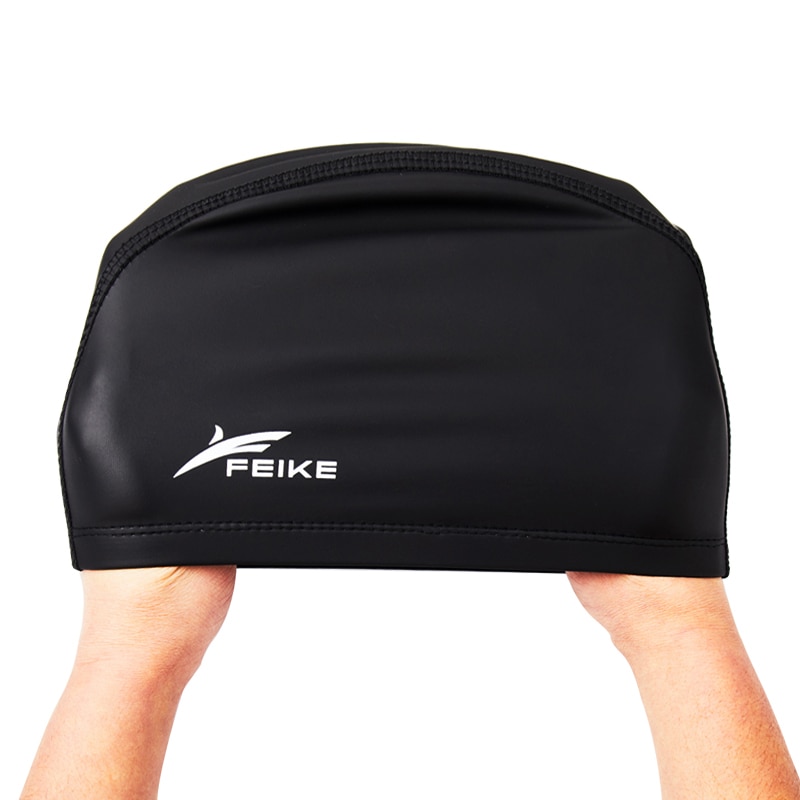 Elastic Waterproof PU Fabric Swim Cap Long Hair Ears Protection Hat Sports Swim Pool Hat Swimming Caps For Adults Free Size