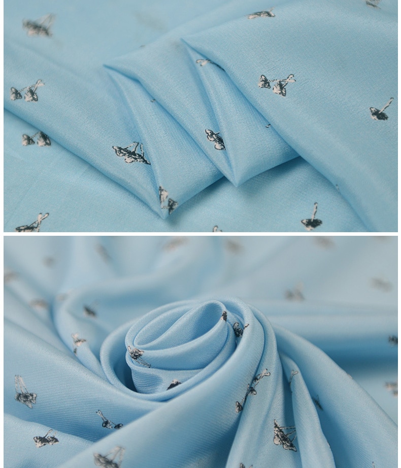 100cm*135cm floral silk material soft summer dress shirt fabric crepe