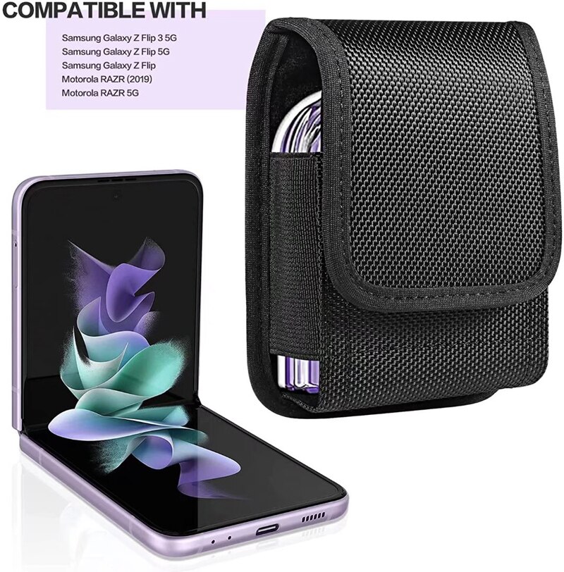 Moda bel çantası Oxford bez kılıfı Samsung Galaxy Z Flip 3 5G kılıf için kemer klipsi kılıfı Motorola RAZR 5G kapak