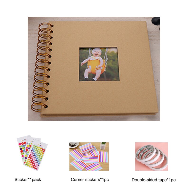 20 Pages Wedding/Baby DIY Photo Album Anniversary Scrapbook Blank Photo Album Cover Kraft Album For Photos For Kids Case Binding: Yellow