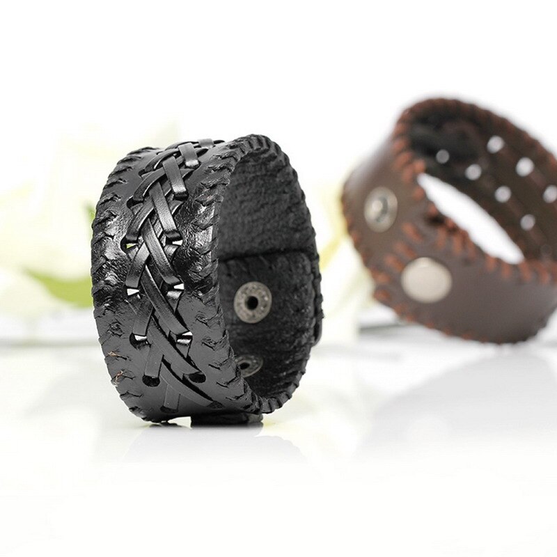 Charm Bracelets For Women Vintage Knight Courage Bandage Woven Wrap Female Leather Bracelets.