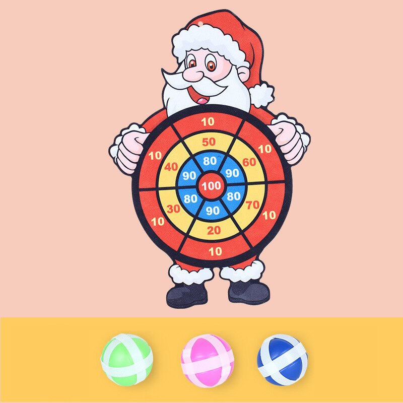 Funny Christmas Balls Darts Board Sports Game Toy Wall Hanging Decoration Sticky Balls for Kids Family Xmas Party Game: E4