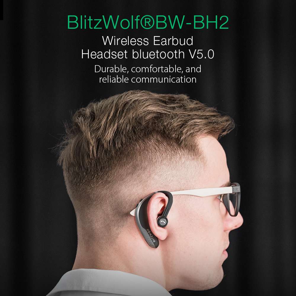 BlitzWolf – écouteurs sans fil bluetooth BW-BH2, oreillettes de sport, crochet d&#39;oreille, mains libres, conduite automobile