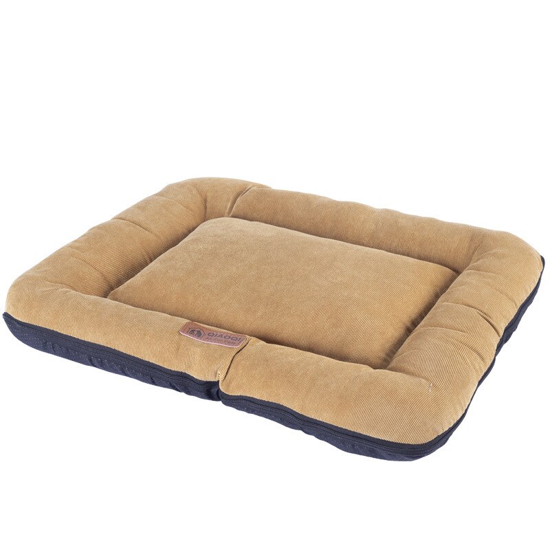 Corduroy Dog Bed Crate Mats Pad Cat Beds Pet Mat Sofa Kennel Sleeping Matteress with Removable Cover Soft Cushion for Large Dogs: Yellow / S 48x35cm