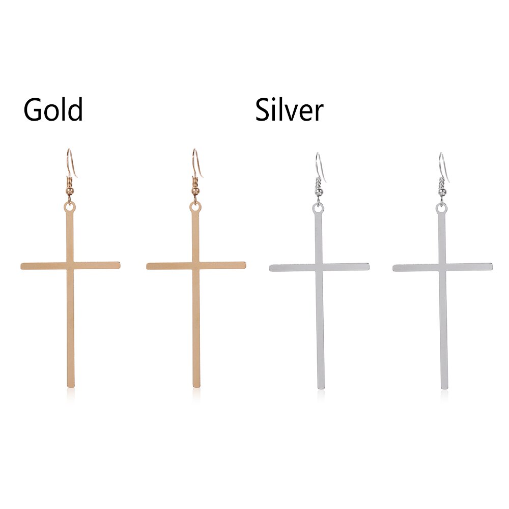 Pendientes colgantes de cruz grande para mujer, pendientes de gota de Color dorado, joyería étnica, Cruz Punk Rock, pendiente exagerado