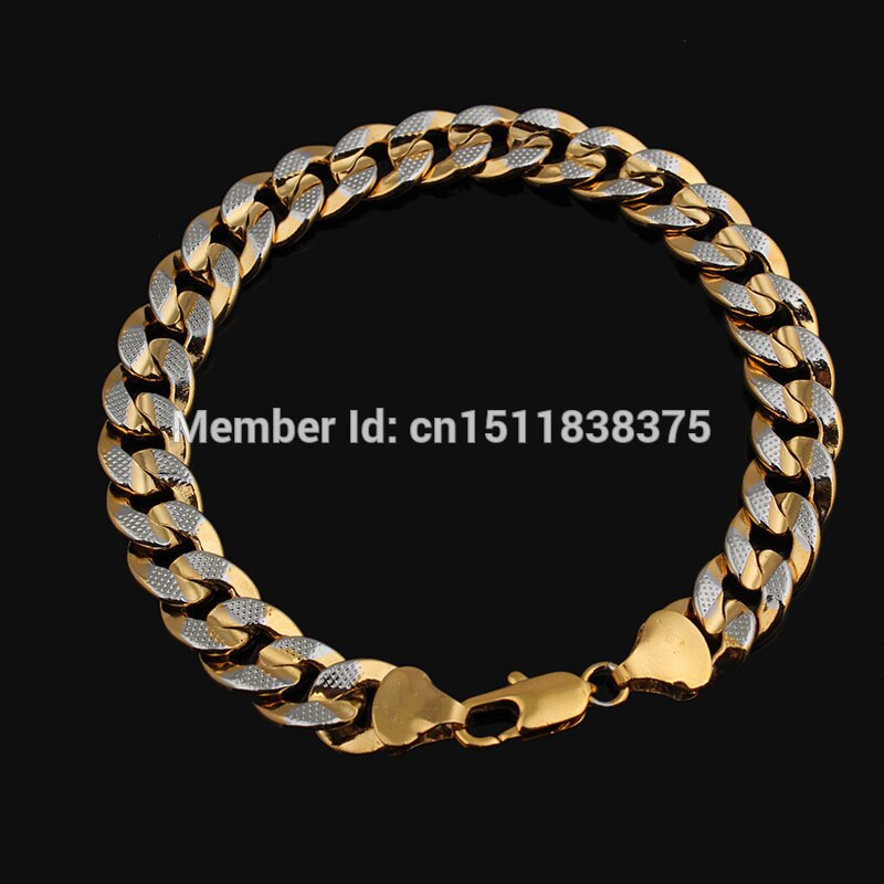 Trendy two color Gold Filled Necklace Bracelet wedding Accessories Jewelry Sets Men & Women Chain