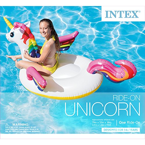 Intex Unicorn Inflatable Ride-On Pool Float, 79 &quot;X 55&quot; X 38&quot;