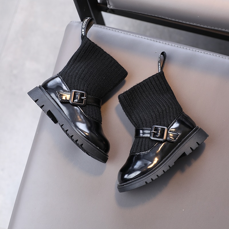 Girls' boots autumn and winter knitted Japanese children's socks and boots 1-3 years old children's shoes