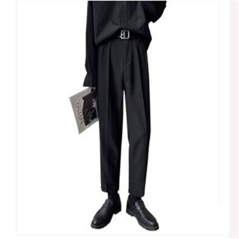 Pantalones de traje de negocios para hombre, Pantalón elástico, color sólido, holgado y cómodo, color negro y azul, talla 29-40