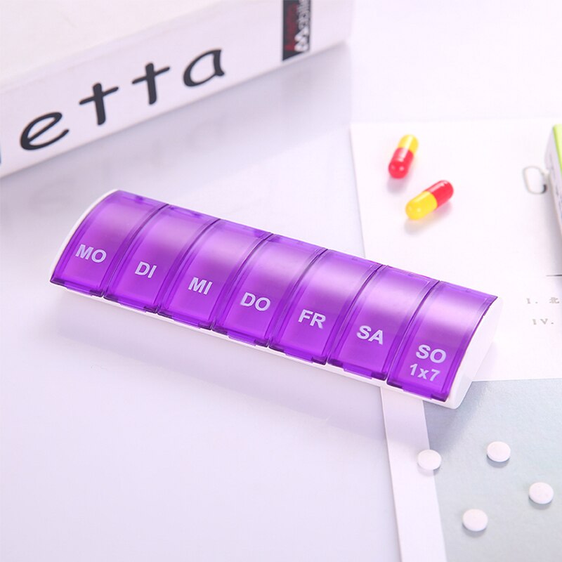 7/8 gitter 7 dage ugentligt pilleetui medicin tablet dispenser organisator pille æske splittere pille opbevaring organizer container: Lilla