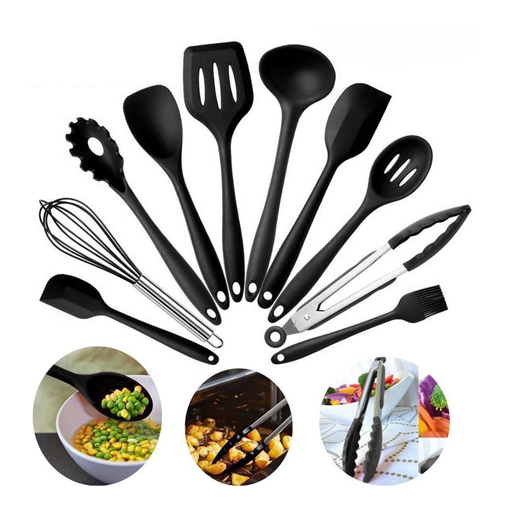 11Pcs Silicone Cookware Set Heat Resistant Non-stick Safe Cooking Baking Tool Kit Utensils Kitchen Accessories With Storage Box