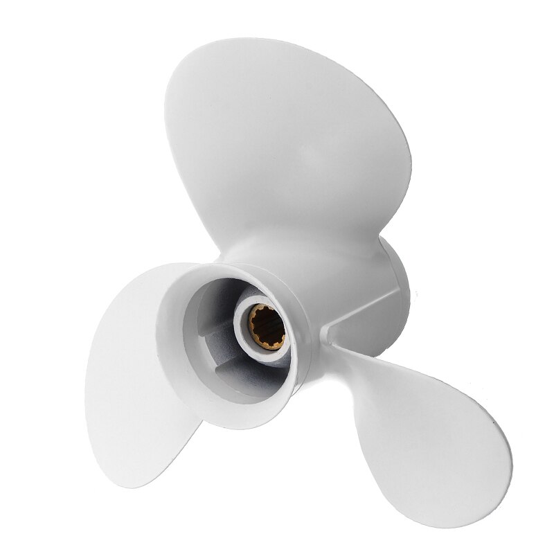 9 7/8 x 11 1/4 Boat Outboard Propeller Aluminium Alloy 664-45947-01-EL For Yamaha 20-30HP White 10 Spline Tooth 3 Blades