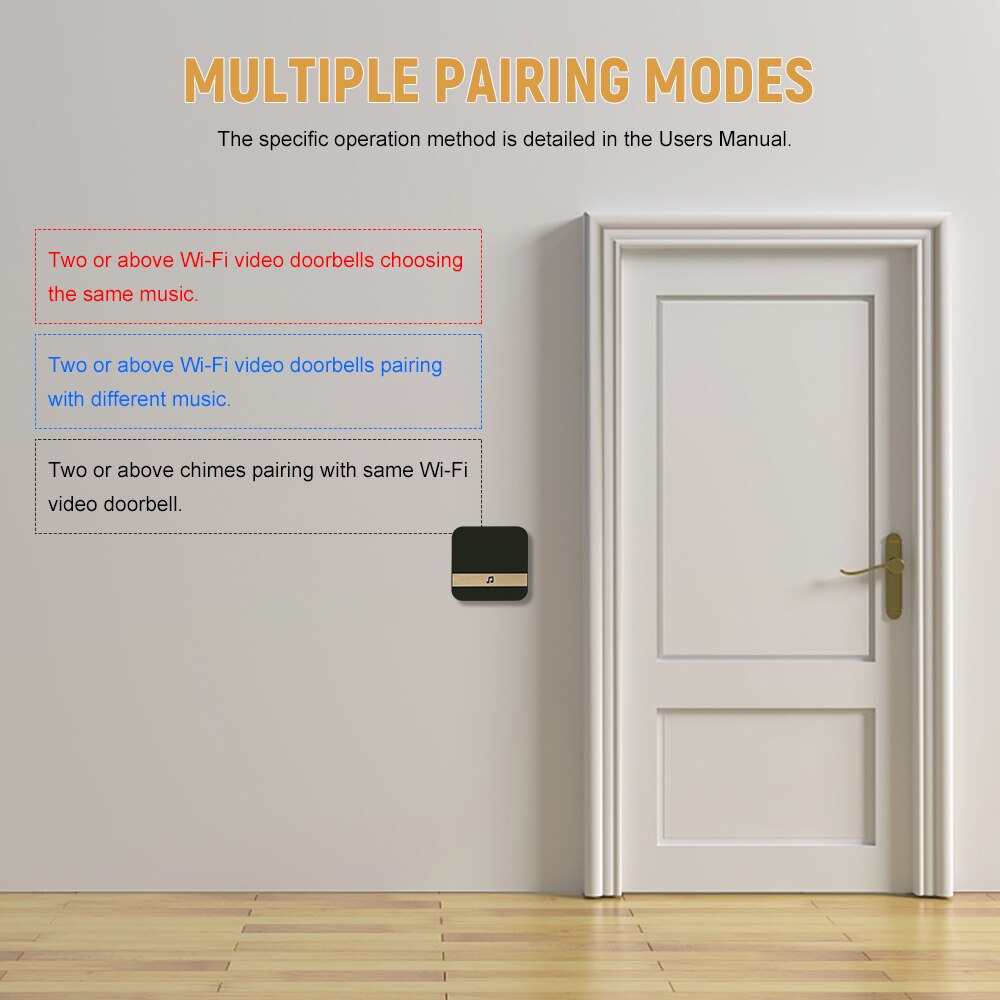 Wireless Doorbell Chime Household Plug-in Chime WiFi Ding-Dong Alarm Smart Door Bell Receiver EU Plug