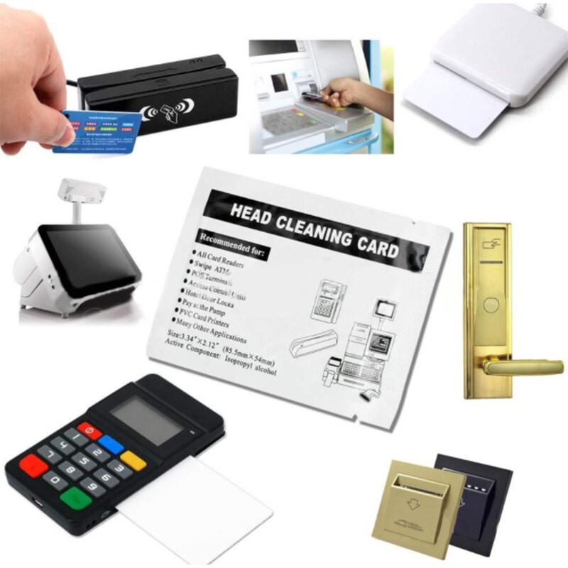 50 Pcs Card Reader Cleaning Cards ATM Cleaning Card Magnetic Strip Cleaning Card R2JF