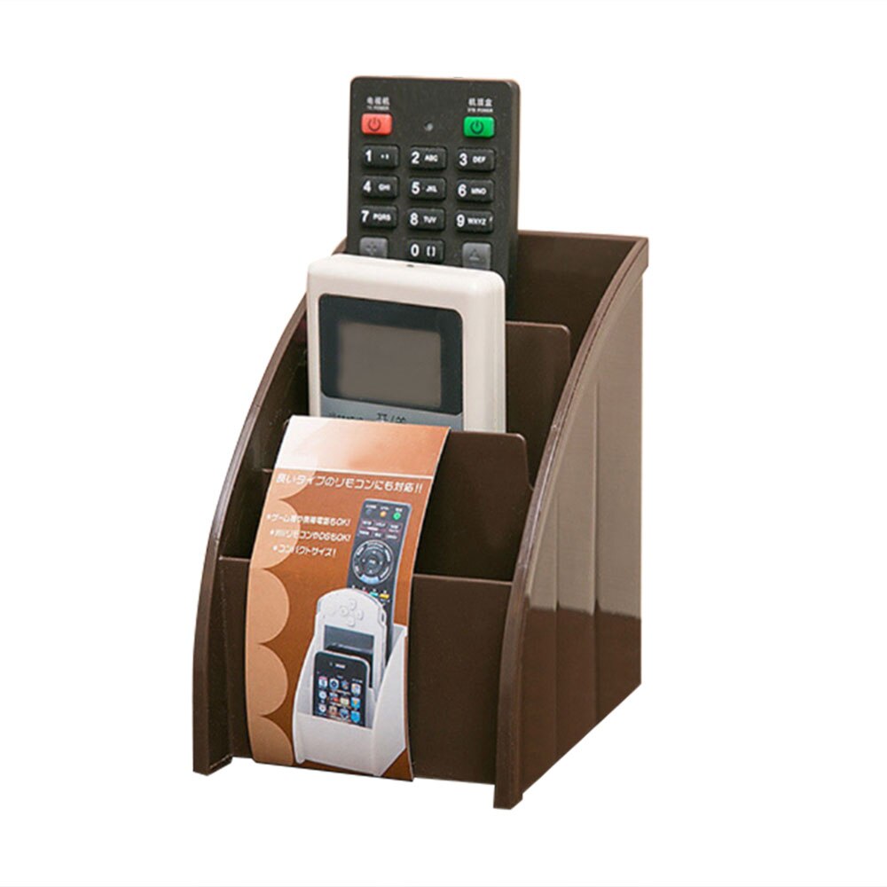 Remote Control Holder TV/DVD/Air Conditioner Remote Mobile Phone Holder Storage Portable Stand Organizer Box Multi-Functional: brown