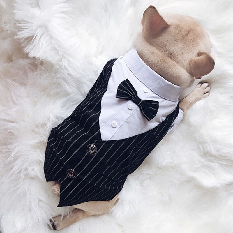 Camisa para perro, traje para mascota, ropa para perro pequeño, pajarita, camisa de boda, disfraz Formal, esmoquin con pajarita, ropa para cachorro, Gato y Bulldog