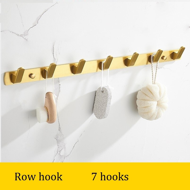Geborsteld goud massief aluminium rij haak badjashaak zware wandgemonteerde handdoekhaak keukenmuur deur badkamerhaak: Rij haak 7 haken
