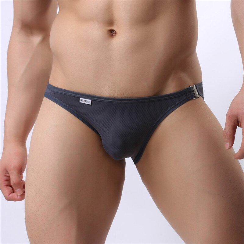 Brave Person Brand Men&#39;s Briefs Sexy Underwear Bikini Side Metal Buckle Underwear Men Briefs B1146: Dark grey / S